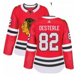 Womens Adidas Chicago Blackhawks 82 Jordan Oesterle Authentic Red Home NHL Jersey 