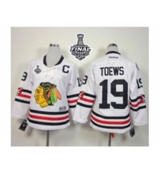 women nhl jerseys chicago blackhawks #19 toews white[2015 winter classic][2015 stanley cup][patch C]