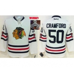 women nhl jerseys chicago blackhawks #50 crawford white[2015 winter classic][2015 Stanley cup champions]
