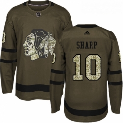 Youth Adidas Chicago Blackhawks 10 Patrick Sharp Authentic Green Salute to Service NHL Jersey 