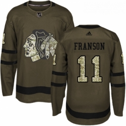 Youth Adidas Chicago Blackhawks 11 Cody Franson Authentic Green Salute to Service NHL Jersey 