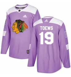 Youth Adidas Chicago Blackhawks 19 Jonathan Toews Authentic Purple Fights Cancer Practice NHL Jersey 