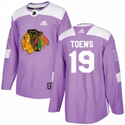 Youth Adidas Chicago Blackhawks 19 Jonathan Toews Authentic Purple Fights Cancer Practice NHL Jersey 