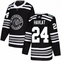 Youth Adidas Chicago Blackhawks 24 Martin Havlat Authentic Black 2019 Winter Classic NHL Jersey 