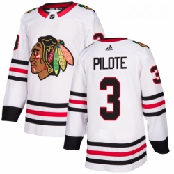 Youth Adidas Chicago Blackhawks 3 Pierre Pilote Authentic White Away NHL Jersey 