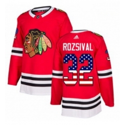 Youth Adidas Chicago Blackhawks 32 Michal Rozsival Authentic Red USA Flag Fashion NHL Jersey 