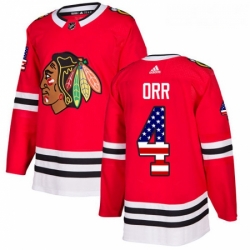 Youth Adidas Chicago Blackhawks 4 Bobby Orr Authentic Red USA Flag Fashion NHL Jersey 