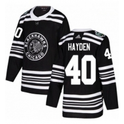 Youth Adidas Chicago Blackhawks 40 John Hayden Authentic Black 2019 Winter Classic NHL Jersey 