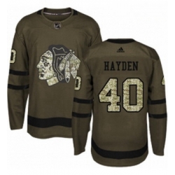 Youth Adidas Chicago Blackhawks 40 John Hayden Authentic Green Salute to Service NHL Jersey 
