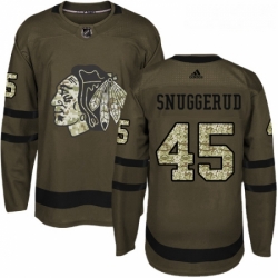Youth Adidas Chicago Blackhawks 45 Luc Snuggerud Authentic Green Salute to Service NHL Jersey 