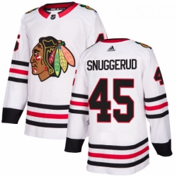 Youth Adidas Chicago Blackhawks 45 Luc Snuggerud Authentic White Away NHL Jersey 