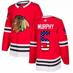 Youth Adidas Chicago Blackhawks 5 Connor Murphy Authentic Red USA Flag Fashion NHL Jersey 
