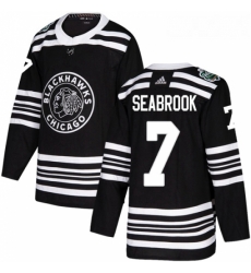 Youth Adidas Chicago Blackhawks 7 Brent Seabrook Authentic Black 2019 Winter Classic NHL Jersey 