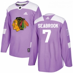 Youth Adidas Chicago Blackhawks 7 Brent Seabrook Authentic Purple Fights Cancer Practice NHL Jersey 