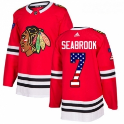 Youth Adidas Chicago Blackhawks 7 Brent Seabrook Authentic Red USA Flag Fashion NHL Jersey 