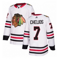 Youth Adidas Chicago Blackhawks 7 Chris Chelios Authentic White Away NHL Jersey 