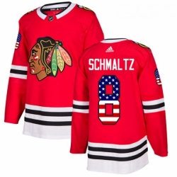 Youth Adidas Chicago Blackhawks 8 Nick Schmaltz Authentic Red USA Flag Fashion NHL Jersey 
