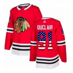 Youth Adidas Chicago Blackhawks 91 Anthony Duclair Authentic Red USA Flag Fashion NHL Jersey 