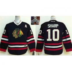 youth nhl jerseys chicago blackhawks #10 sharp black[2015 Stanley cup champions][patch A]
