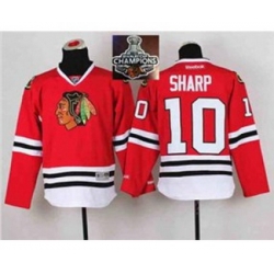 youth nhl jerseys chicago blackhawks #10 sharp red[2015 Stanley cup champions] II