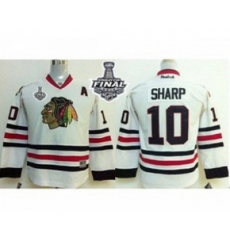 youth nhl jerseys chicago blackhawks #10 sharp white[2015 stanley cup][patch A]