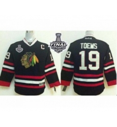 youth nhl jerseys chicago blackhawks #19 toews black[2015 stanley cup][patch C]