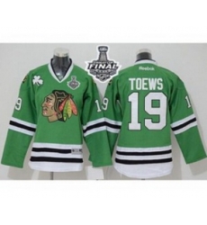 youth nhl jerseys chicago blackhawks #19 toews green[2015 stanley cup]