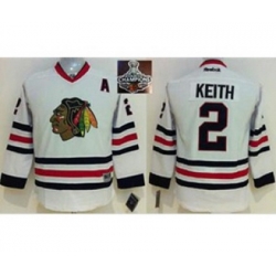youth nhl jerseys chicago blackhawks #2 keith white[2015 Stanley cup champions][patch A]