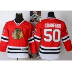 youth nhl jerseys chicago blackhawks #50 crawford red[2015 Stanley cup champions]