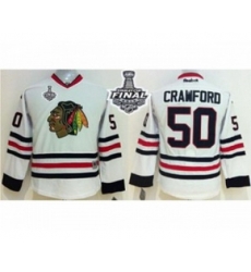 youth nhl jerseys chicago blackhawks #50 crawford white[2015 stanley cup]