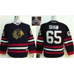 youth nhl jerseys chicago blackhawks #65 shaw black[2015 Stanley cup champions]
