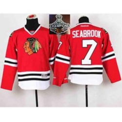 youth nhl jerseys chicago blackhawks #7 seabrook red[2015 Stanley cup champions]