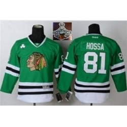 youth nhl jerseys chicago blackhawks #81 hossa green[2015 Stanley cup champions]