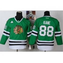 youth nhl jerseys chicago blackhawks #88 kane green[2015 Stanley cup champions]