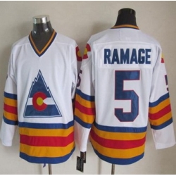 Colorado Avalanche #5 Rob Ramage White CCM Throwback Stitched NHL Jersey