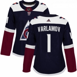 Womens Adidas Colorado Avalanche 1 Semyon Varlamov Premier Navy Blue Alternate NHL Jersey 