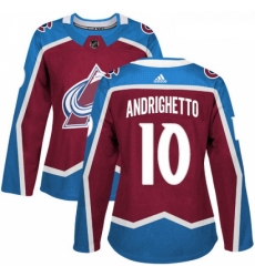 Womens Adidas Colorado Avalanche 10 Sven Andrighetto Authentic Burgundy Red Home NHL Jersey 