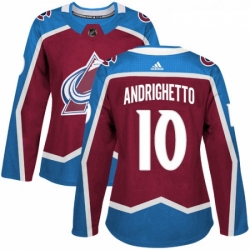Womens Adidas Colorado Avalanche 10 Sven Andrighetto Authentic Burgundy Red Home NHL Jersey 