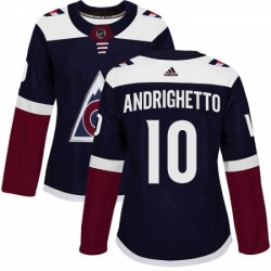 Womens Adidas Colorado Avalanche 10 Sven Andrighetto Authentic Navy Blue Alternate NHL Jersey 