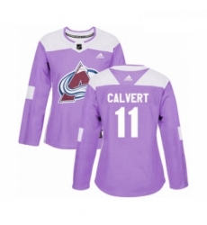 Womens Adidas Colorado Avalanche 11 Matt Calvert Authentic Purple Fights Cancer Practice NHL Jersey 