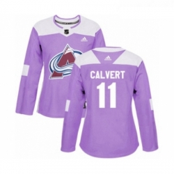 Womens Adidas Colorado Avalanche 11 Matt Calvert Authentic Purple Fights Cancer Practice NHL Jersey 