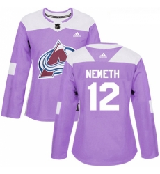 Womens Adidas Colorado Avalanche 12 Patrik Nemeth Authentic Purple Fights Cancer Practice NHL Jersey 
