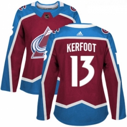 Womens Adidas Colorado Avalanche 13 Alexander Kerfoot Authentic Burgundy Red Home NHL Jersey 