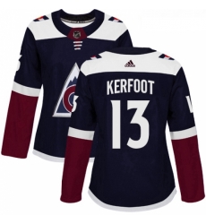Womens Adidas Colorado Avalanche 13 Alexander Kerfoot Authentic Navy Blue Alternate NHL Jersey 