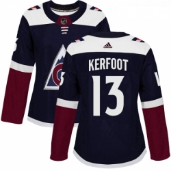 Womens Adidas Colorado Avalanche 13 Alexander Kerfoot Authentic Navy Blue Alternate NHL Jersey 