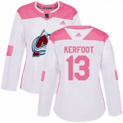Womens Adidas Colorado Avalanche 13 Alexander Kerfoot Authentic WhitePink Fashion NHL Jersey 