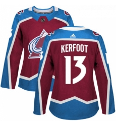 Womens Adidas Colorado Avalanche 13 Alexander Kerfoot Premier Burgundy Red Home NHL Jersey 