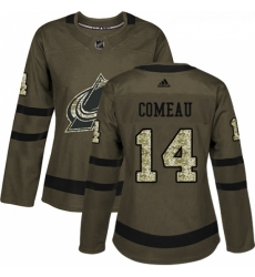 Womens Adidas Colorado Avalanche 14 Blake Comeau Authentic Green Salute to Service NHL Jersey 
