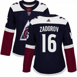Womens Adidas Colorado Avalanche 16 Nikita Zadorov Authentic Navy Blue Alternate NHL Jersey 