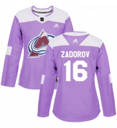 Womens Adidas Colorado Avalanche 16 Nikita Zadorov Authentic Purple Fights Cancer Practice NHL Jersey 